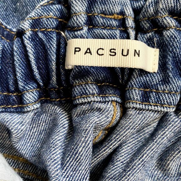 PacSun Seabreak Paperbag Mom Jeans Elastic Waist Rinse Wash Size Small‎ - Picture 8 of 9